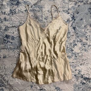 Y2K Unbranded Tank Top Cami Lace Beige Tan Coquette Whimsygoth Cottagecore Cute